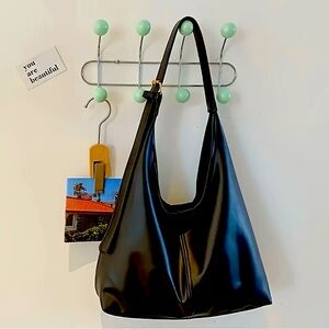 New - Vintage Style - Boho Faux Leather Shoulder Bag - Black